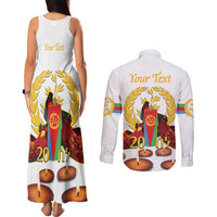 Custom Eritrea Martyrs' Day Couples Matching Tank Maxi Dress and Long Sleeve Button Shirt 20 June Shida Shoes With Candles - White - Wonder Print Shop