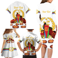 Custom Eritrea Martyrs' Day Family Matching Long Sleeve Bodycon Dress and Hawaiian Shirt 20 June Shida Shoes With Candles - White - Wonder Print Shop