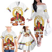 Custom Eritrea Martyrs' Day Family Matching Off The Shoulder Long Sleeve Dress and Hawaiian Shirt 20 June Shida Shoes With Candles - White - Wonder Print Shop