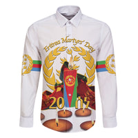 Custom Eritrea Martyrs' Day Family Matching Off The Shoulder Long Sleeve Dress and Hawaiian Shirt 20 June Shida Shoes With Candles - White - Wonder Print Shop
