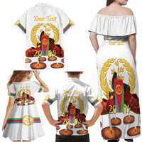 Custom Eritrea Martyrs' Day Family Matching Off Shoulder Maxi Dress and Hawaiian Shirt 20 June Shida Shoes With Candles - White - Wonder Print Shop