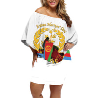 Custom Eritrea Martyrs' Day Family Matching Off Shoulder Short Dress and Hawaiian Shirt 20 June Shida Shoes With Candles - White - Wonder Print Shop