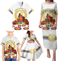 Custom Eritrea Martyrs' Day Family Matching Puletasi and Hawaiian Shirt 20 June Shida Shoes With Candles - White - Wonder Print Shop