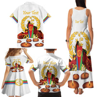 Custom Eritrea Martyrs' Day Family Matching Tank Maxi Dress and Hawaiian Shirt 20 June Shida Shoes With Candles - White - Wonder Print Shop
