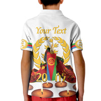 Custom Eritrea Martyrs' Day Kid Polo Shirt 20 June Shida Shoes With Candles - White - Wonder Print Shop