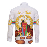Custom Eritrea Martyrs' Day Long Sleeve Button Shirt 20 June Shida Shoes With Candles - White - Wonder Print Shop
