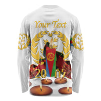 Custom Eritrea Martyrs' Day Long Sleeve Shirt 20 June Shida Shoes With Candles - White - Wonder Print Shop