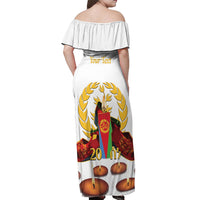 Custom Eritrea Martyrs' Day Off Shoulder Maxi Dress 20 June Shida Shoes With Candles - White - Wonder Print Shop