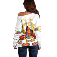 Custom Eritrea Martyrs' Day Off Shoulder Sweater 20 June Shida Shoes With Candles - White - Wonder Print Shop