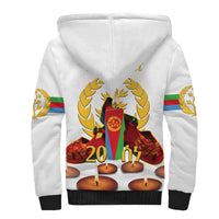 Custom Eritrea Martyrs' Day Sherpa Hoodie 20 June Shida Shoes With Candles - White - Wonder Print Shop