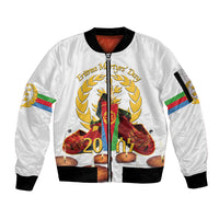 Custom Eritrea Martyrs' Day Sleeve Zip Bomber Jacket 20 June Shida Shoes With Candles - White - Wonder Print Shop