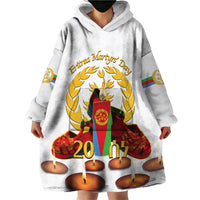 Custom Eritrea Martyrs' Day Wearable Blanket Hoodie 20 June Shida Shoes With Candles - White - Wonder Print Shop