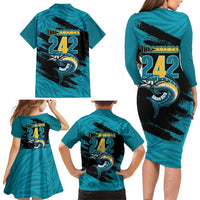 The Bahamas 242 Day Family Matching Long Sleeve Bodycon Dress and Hawaiian Shirt Bahamian Independence Anniversary