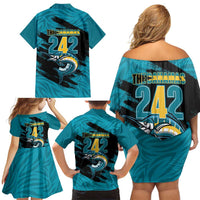 The Bahamas 242 Day Family Matching Off Shoulder Short Dress and Hawaiian Shirt Bahamian Independence Anniversary