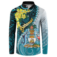 The Bahamas Button Sweatshirt Bahamian Buttercup Polynesian Pattern