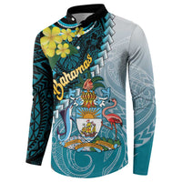 The Bahamas Button Sweatshirt Bahamian Buttercup Polynesian Pattern