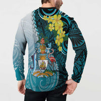 The Bahamas Button Sweatshirt Bahamian Buttercup Polynesian Pattern