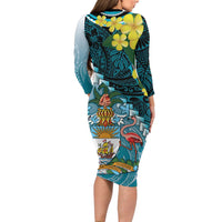 The Bahamas Family Matching Long Sleeve Bodycon Dress and Hawaiian Shirt Bahamian Buttercup Polynesian Pattern