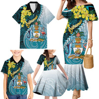 The Bahamas Family Matching Mermaid Dress and Hawaiian Shirt Bahamian Buttercup Polynesian Pattern