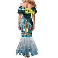 The Bahamas Family Matching Mermaid Dress and Hawaiian Shirt Bahamian Buttercup Polynesian Pattern