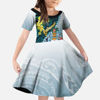 The Bahamas Family Matching Off Shoulder Maxi Dress and Hawaiian Shirt Bahamian Buttercup Polynesian Pattern