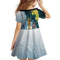 The Bahamas Family Matching Off Shoulder Short Dress and Hawaiian Shirt Bahamian Buttercup Polynesian Pattern