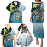 The Bahamas Family Matching Puletasi and Hawaiian Shirt Bahamian Buttercup Polynesian Pattern