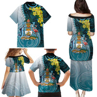 The Bahamas Family Matching Puletasi and Hawaiian Shirt Bahamian Buttercup Polynesian Pattern