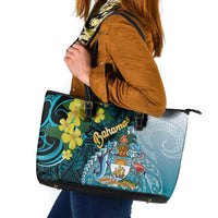The Bahamas Leather Tote Bag Bahamian Buttercup Polynesian Pattern