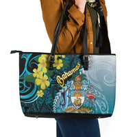 The Bahamas Leather Tote Bag Bahamian Buttercup Polynesian Pattern