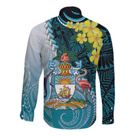 The Bahamas Long Sleeve Button Shirt Bahamian Buttercup Polynesian Pattern