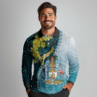 The Bahamas Long Sleeve Polo Shirt Bahamian Buttercup Polynesian Pattern