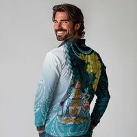 The Bahamas Long Sleeve Polo Shirt Bahamian Buttercup Polynesian Pattern