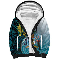 The Bahamas Sherpa Hoodie Bahamian Buttercup Polynesian Pattern