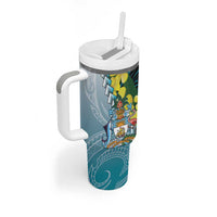 The Bahamas Tumbler With Handle Bahamian Buttercup Polynesian Pattern