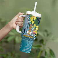 The Bahamas Tumbler With Handle Bahamian Buttercup Polynesian Pattern