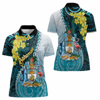 The Bahamas Women Polo Shirt Bahamian Buttercup Polynesian Pattern