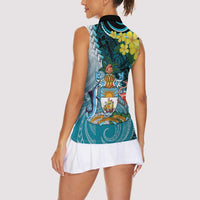 The Bahamas Women Sleeveless Polo Shirt Bahamian Buttercup Polynesian Pattern