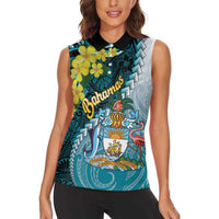 The Bahamas Women Sleeveless Polo Shirt Bahamian Buttercup Polynesian Pattern