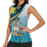 The Bahamas Women Sleeveless Polo Shirt Bahamian Buttercup Polynesian Pattern