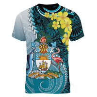 The Bahamas Women V-Neck T-Shirt Bahamian Buttercup Polynesian Pattern