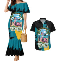 The Bahamas Flamingo Couples Matching Mermaid Dress and Hawaiian Shirt It's Summer Time