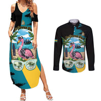 The Bahamas Flamingo Couples Matching Summer Maxi Dress and Long Sleeve Button Shirt It's Summer Time