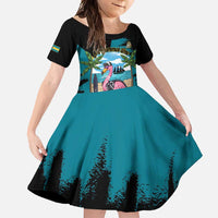 The Bahamas Flamingo Family Matching Long Sleeve Bodycon Dress and Hawaiian Shirt It's Summer Time