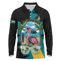 The Bahamas Flamingo Long Sleeve Polo Shirt It's Summer Time