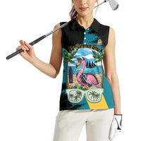 The Bahamas Flamingo Women Sleeveless Polo Shirt It's Summer Time