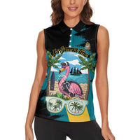 The Bahamas Flamingo Women Sleeveless Polo Shirt It's Summer Time