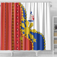 Philippines Independence Day Shower Curtain Pilipinas Sun Stars Igorot Pattern