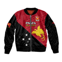 Papua New Guinea Football Sleeve Zip Bomber Jacket Go PNG Polynesian Pattern Sporty Style - Wonder Print Shop