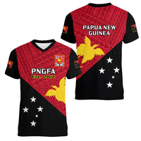 Papua New Guinea Football Women V Neck T Shirt Go PNG Polynesian Pattern Sporty Style - Wonder Print Shop